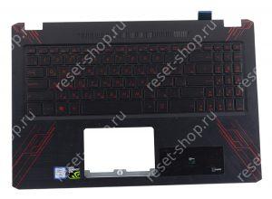 Клавиатура для ноутбука Б/У ASUS X570DD топкейс черный с красным, клавиши черные с подсветкой