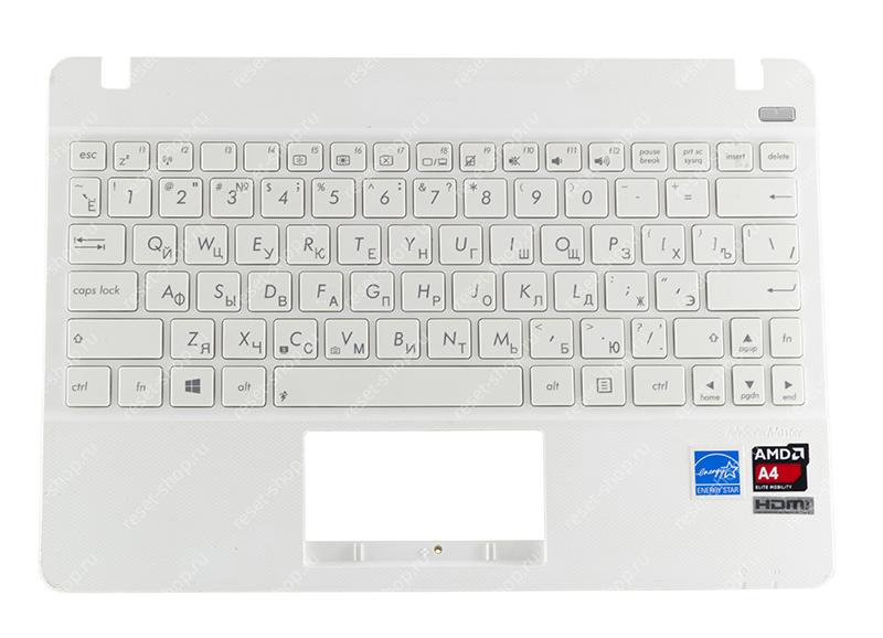 Клавиатура для ноутбука Б/У ASUS X102BA топкейс белый, клавиши белые