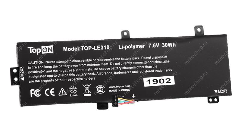 АКБ для ноутбука Lenovo (L15L2PB4) TopON / 7.6V, 3950mAh / IdeaPad 310-15ISK черная