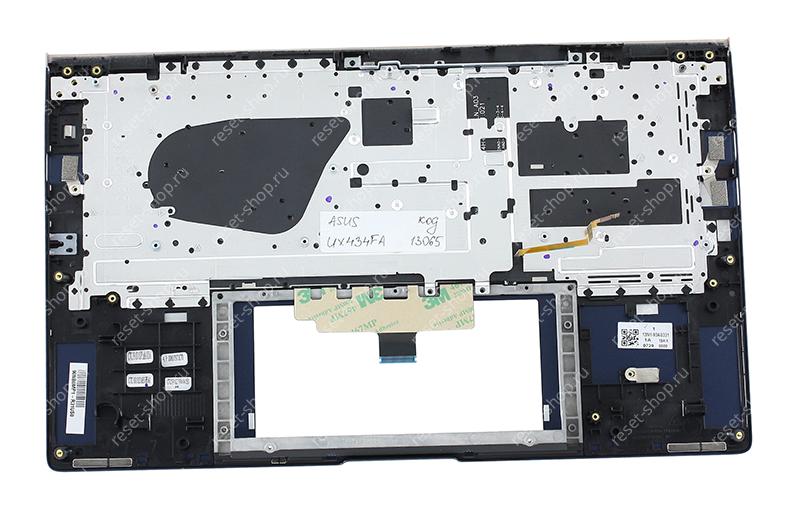 Клавиатура для ноутбука ASUS UX434FA топкейс синий, клавиши синие с подсветкой АНГЛИЙСКАЯ