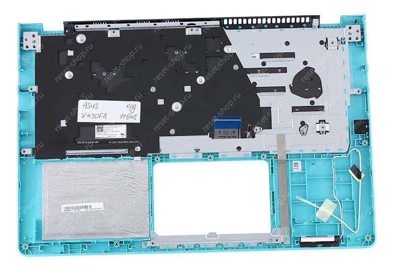 Клавиатура для ноутбука ASUS X430FA топкейс темно-зеленый, клавиши черные с подсветкой