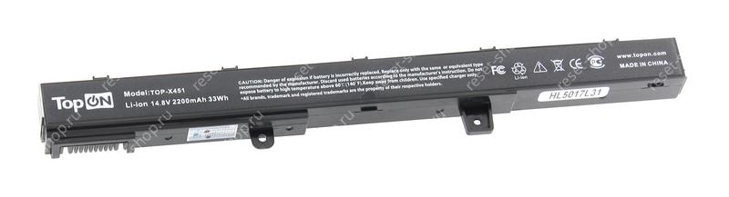 АКБ для ноутбука ASUS (A41N1308) TopON / 14.8V, 2200mAh / A41, X451, X551 черная