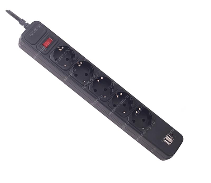 Сетевой фильтр 1.5 метра 5 розеток + 2 USB KRAULER KR-5-1,5M(B/USB)