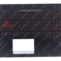 Клавиатура для ноутбука ASUS FX504GD топкейс черный, клавиши черные с подсветкой 4 pin АНГЛИЙСКАЯ