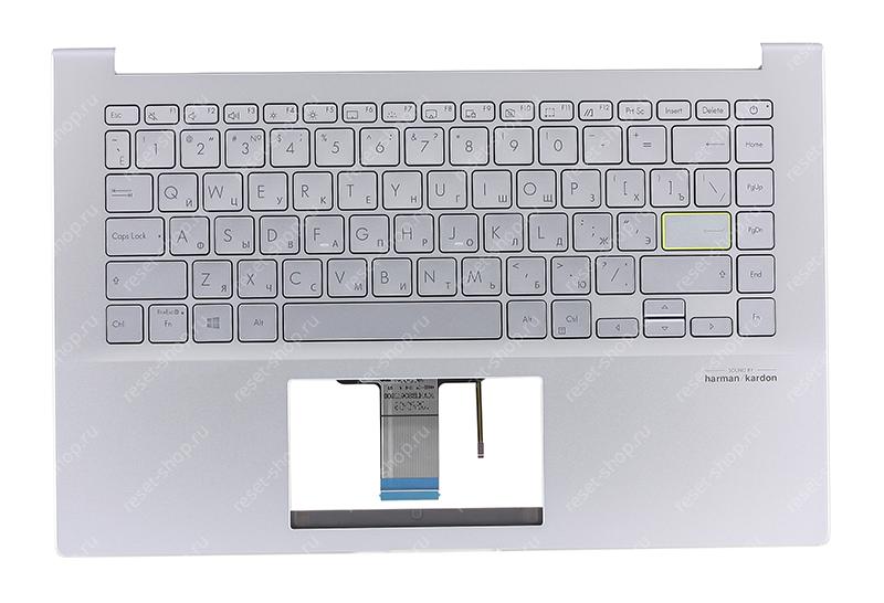 Клавиатура для ноутбука ASUS X421IA топкейс серебристый, клавиши серебристые с подсветкой