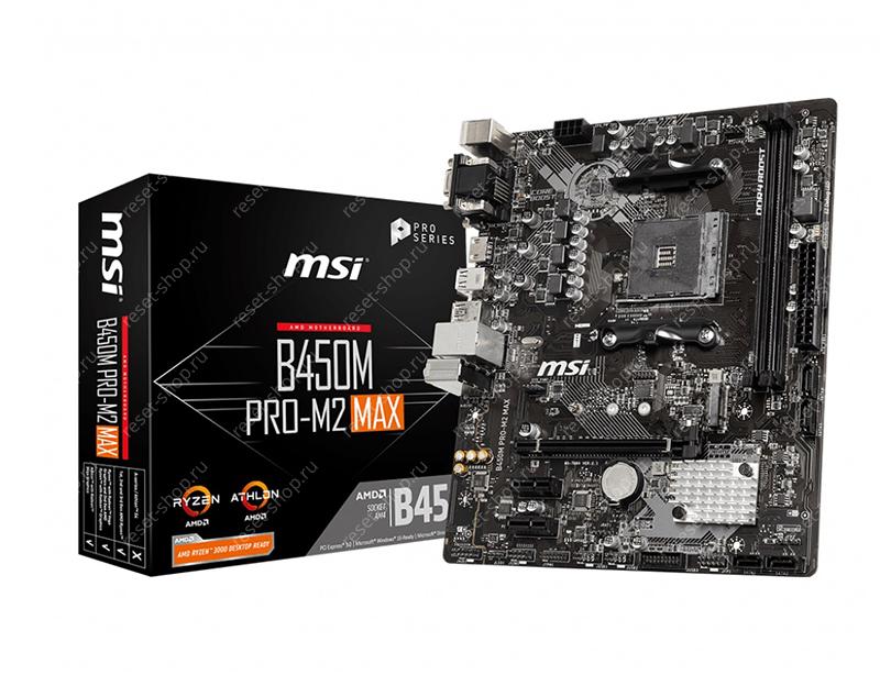 Материнская плата sAM4 MSI B450M PRO-M2 MAX 2xDDR4,4xSATA,6xUSB, HDMI,VGA, PCI-E16,2xPCI-E1, mATX