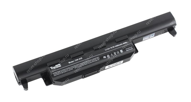 АКБ для ноутбука ASUS (A32-K55) TopON / 10.8V, 4400mAh / K45, K55, K75 черная