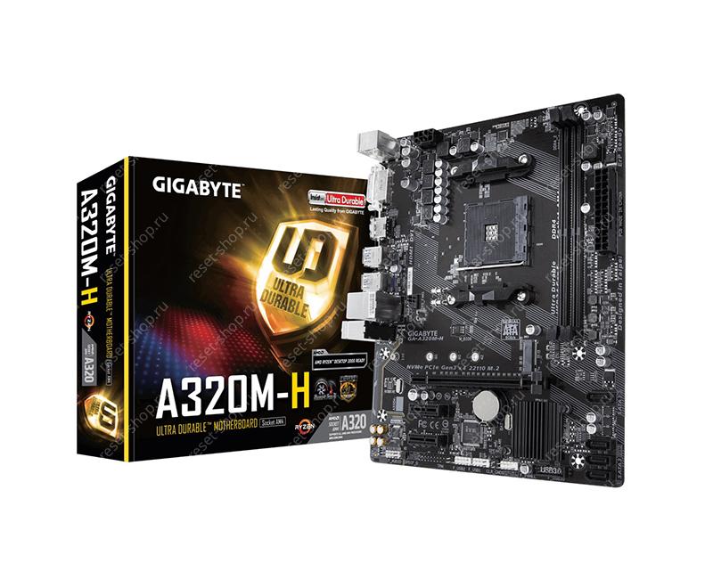 Материнская плата sAM4 GIGABYTE GA-A320M-H 2хDDR4,4хSATA,6хUSB, DVI,HDMI,PCI-E16,2xPCI-E1 mATX