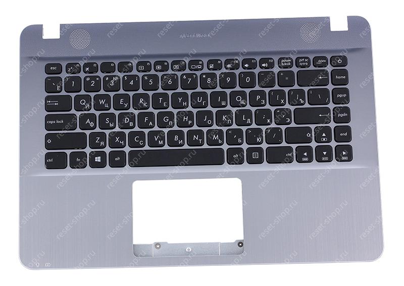 Клавиатура для ноутбука ASUS X441MA топкейс серо-синий, клавиши черные
