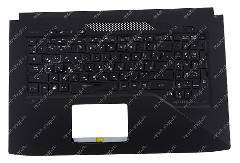 Клавиатура для ноутбука ASUS GL703VD топкейс черный, клавиши черные, с подсветкой