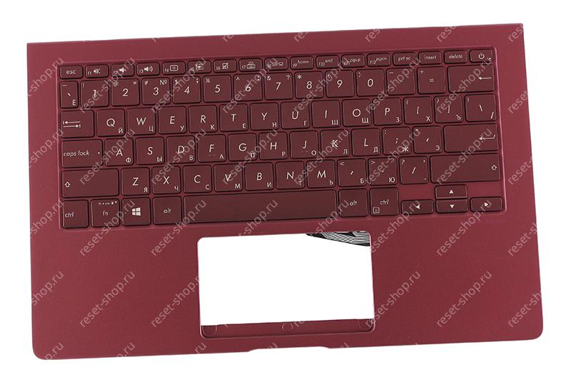 Клавиатура для ноутбука ASUS UX391UA топкейс красный, клавиши красные с подсветкой