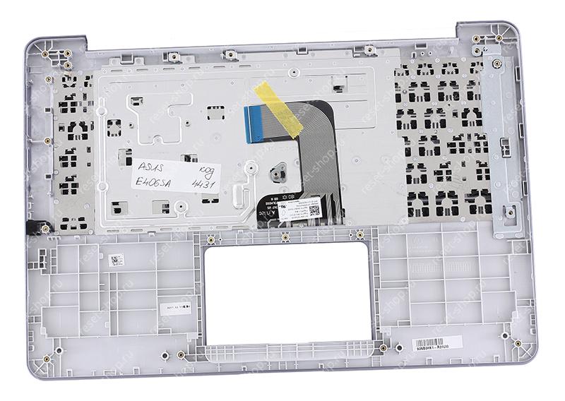 Клавиатура для ноутбука ASUS E406SA топкейс темно-синий, клавиши черные АНГЛИЙСКАЯ