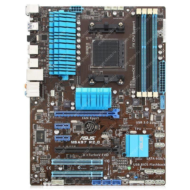 Сист.плата Б/У sAM3+ ASUS M5A97 R2.0: 4xDDR3, 8xUSB, 6xSATA, ATX