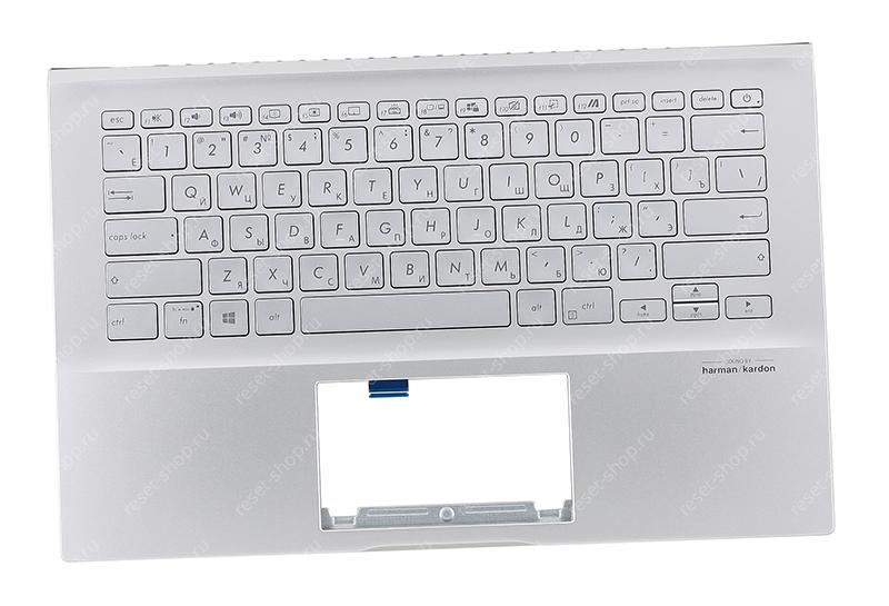 Клавиатура для ноутбука ASUS X431FAC топкейс серебристый, клавиши серебристые с подсветкой
