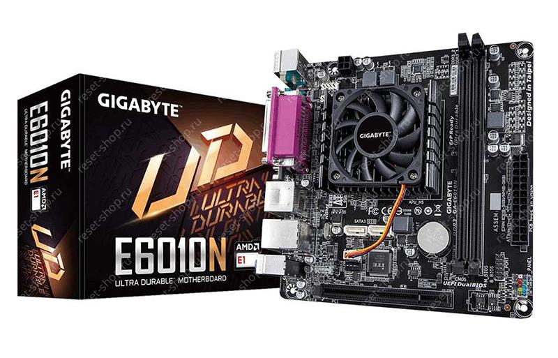Материнская плата BGA769 GIGABYTE GA-E6010N с процессором 2xDDR3,2xSATA,6xUSB, VGA,HDMI, mini-ITX