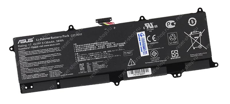 АКБ для ноутбука Asus (C21-X202) / 7.4V, 5136 mAh / S200 S200E X202E X201E