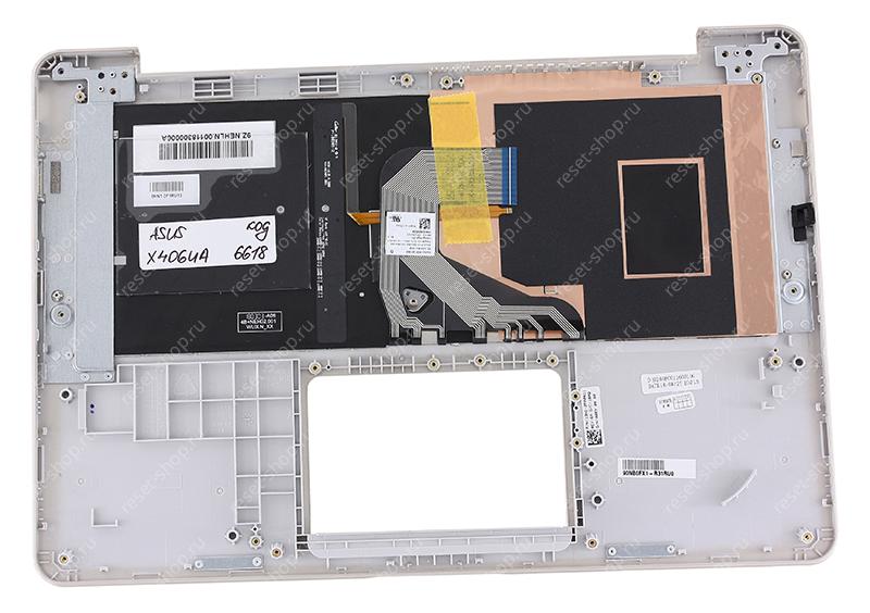 Клавиатура для ноутбука ASUS X406UA топкейс золотистый, клавиши черные с подсветкой