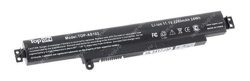 АКБ для ноутбука ASUS (A31N1311) TopON / 11.1V, 2200mAh / F102B, F102BA, X102B черная