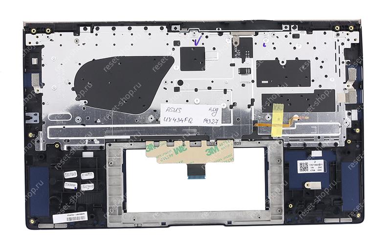 Клавиатура для ноутбука ASUS UX434FQ топкейс темно-синий, клавиши темно-синие с подсветкой