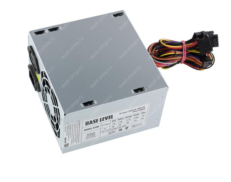 Блок питания 450Вт (BaseLevel/Velton) ATX 2.03 80мм вентилятор, 20+4pin MB, 4pin CPU, 2xSATA, 2xPATA