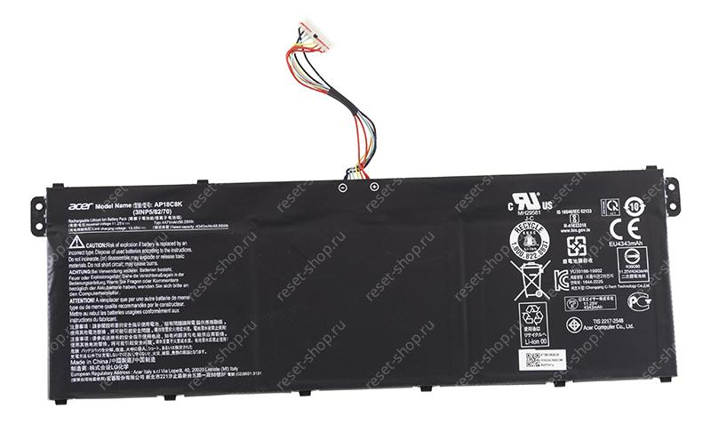 АКБ для ноутбука Acer (AP18C8K) оригинальная / 11.25V, 4471mAh / Aspire A315-42 черная