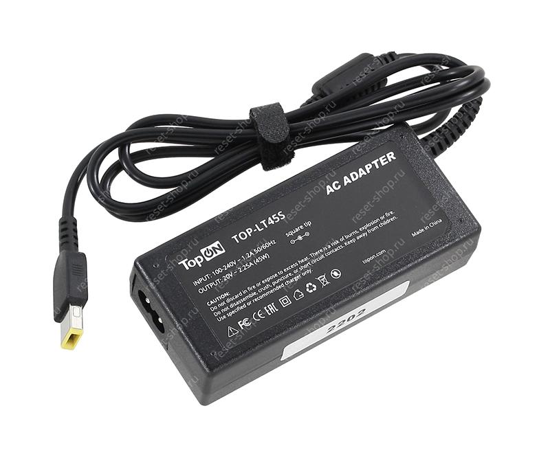 Блок питания для ноутбука Lenovo 20V/2.25A прямоугольный разъем TopON