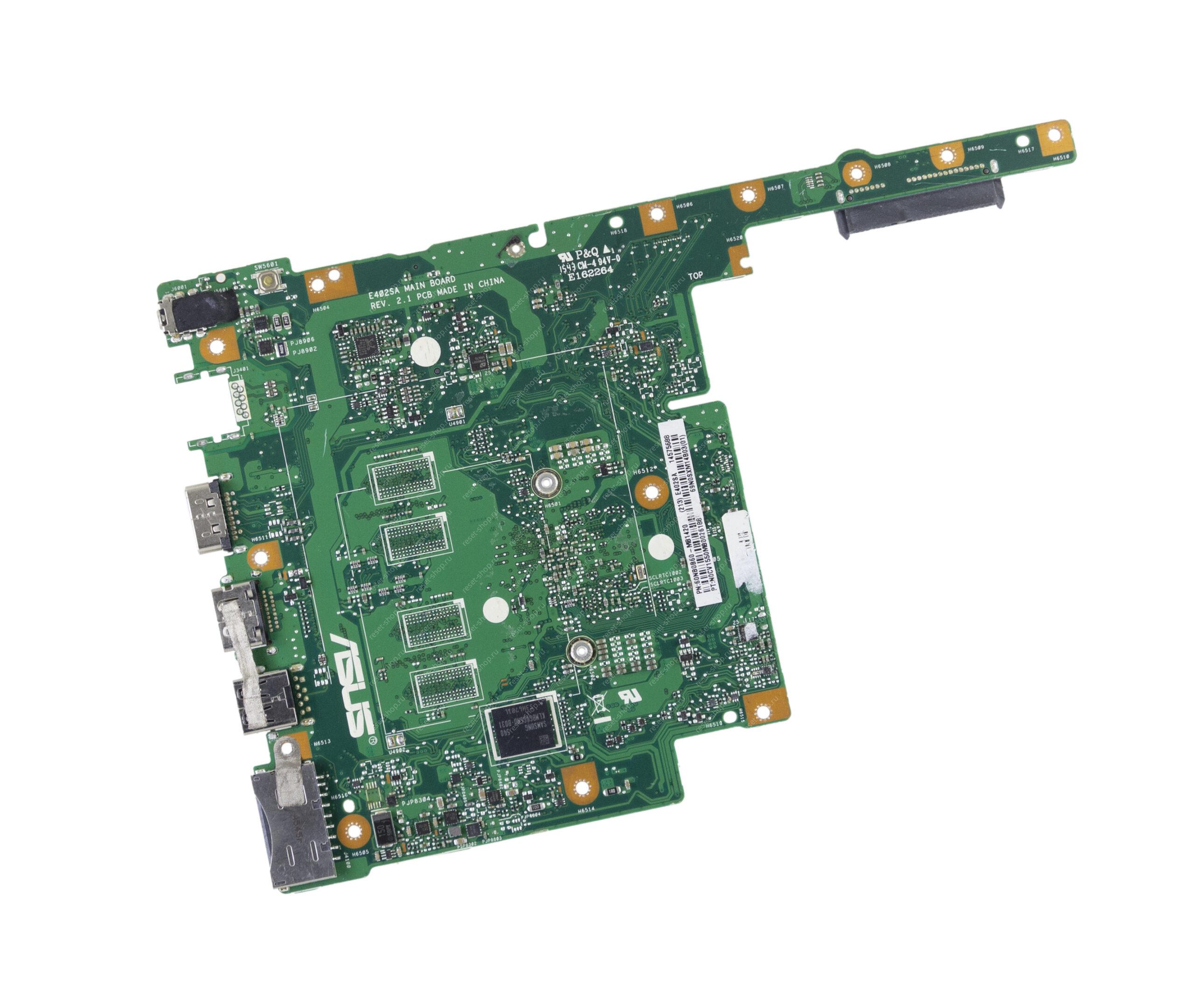 Мат.плата ASUS E402SA rev. 2.1 неисправная на запчасти ДОНОР без разъема LAN
