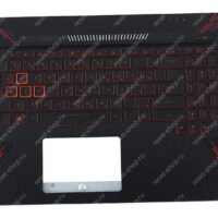 Клавиатура для ноутбука ASUS FX504GD топкейс черный, клавиши черные с подсветкой АРАБСКАЯ