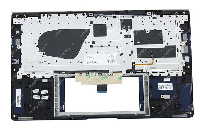 Клавиатура для ноутбука ASUS UX434FL топкейс синий, клавиши синие с подсветкой АНГЛИЙСКАЯ UI