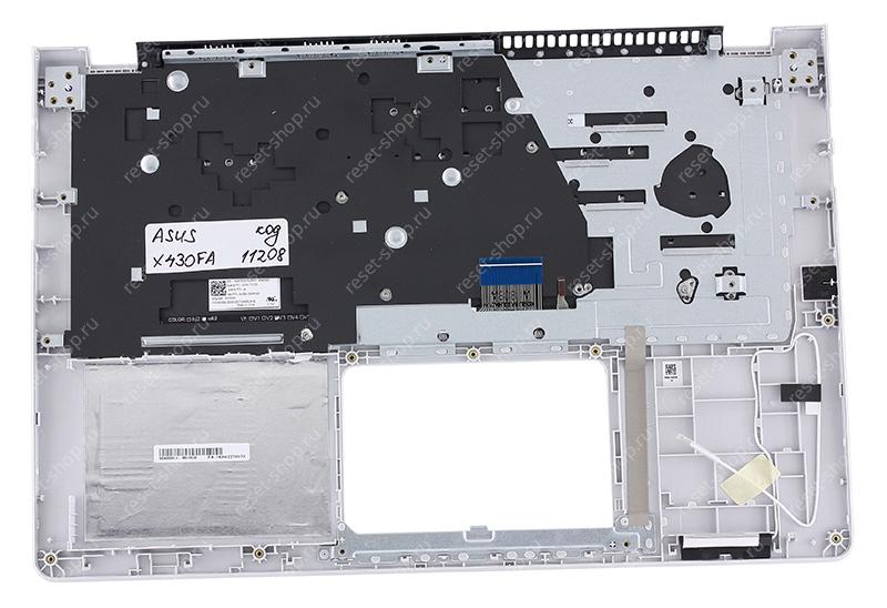 Клавиатура для ноутбука ASUS X430FA топкейс темно-серый, клавиши серебристые с подсветкой