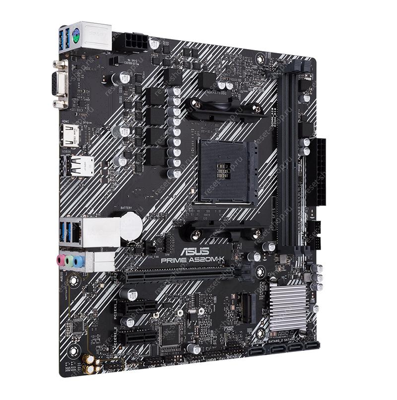 Материнская плата sAM4 ASUS PRIME A520M-K 2xDDR4, 6xUSB, 4xSATA, PCIE-16, VGA, HDMI, mATX уценка