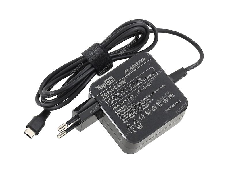 Блок питания для ноутбука 20V/2.25A (USB Type C) cтеновой универсальный TopON TOP-UC45