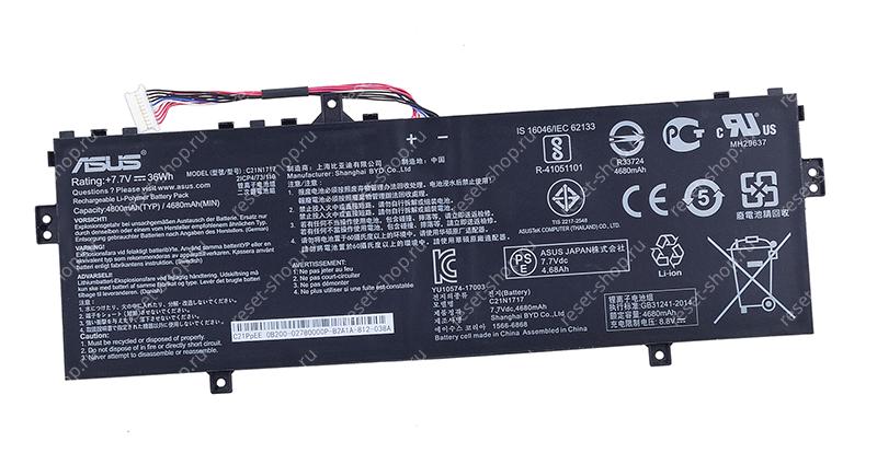 АКБ для ноутбука ASUS (C21N1717) ORIGINAL / 7.7V, 4800mAh / TP202NA черная