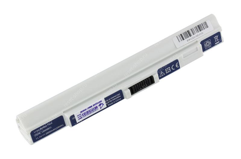 АКБ для ноутбука Acer (UM09A31) / 11.1V, 2600mAh / Aspire One 531h, 751, ZA3, ZG8 белая