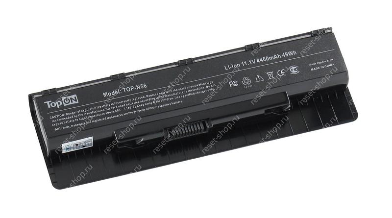 АКБ для ноутбука ASUS (A31-N56) TopON / 10.8V, 4400mAh / N46, N56, N76 черная