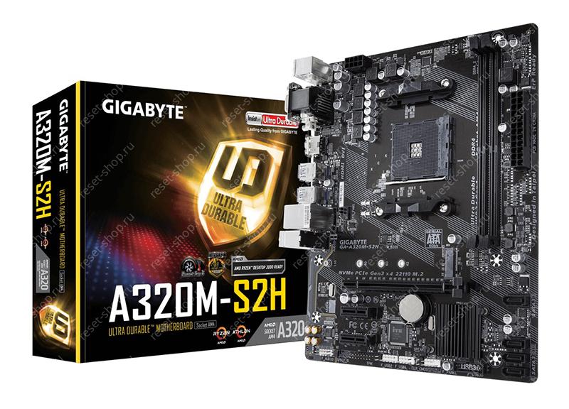 Материнская плата sAM4 GIGABYTE GA-A320M-S2H 2хDDR4,4хSATA,6хUSB, DVI,HDMI,PCI-E16,2xPCI-E1 mATX