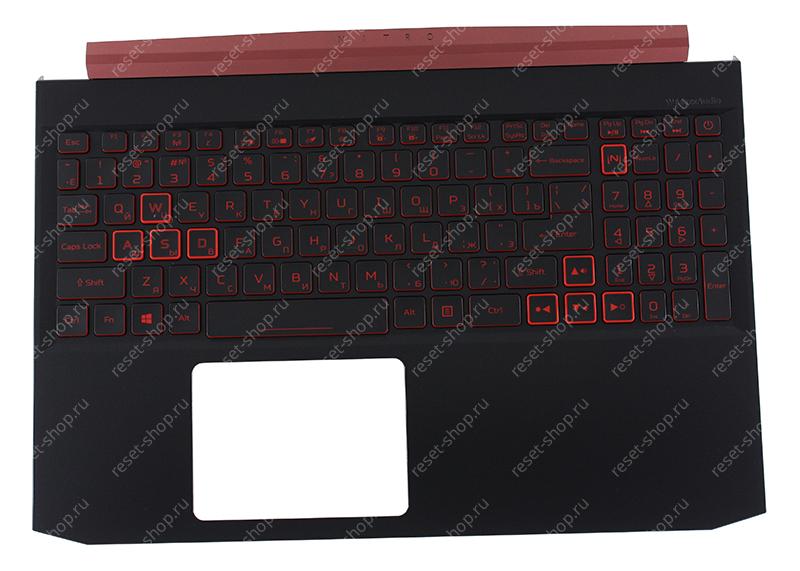 Клавиатура для ноутбука Acer Nitro 5 AN515-54 топкейс черный, клавиши черные с подсветкой (VGA 1660)