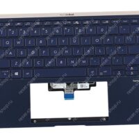 Клавиатура для ноутбука ASUS UX434FA топкейс синий, клавиши синие с подсветкой АНГЛИЙСКАЯ US