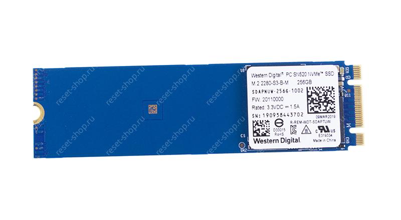 SSD накопитель Б/У 256Гб (M.2 2280 NVMe) Western Digital SDAPNUW-256G-1002 (чипы TLC)