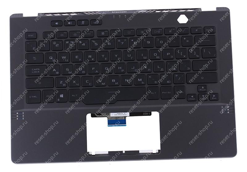 Клавиатура для ноутбука ASUS Zephyrus G14 GA401QM топкейс темно-серый, клавиши черные с подсветкой