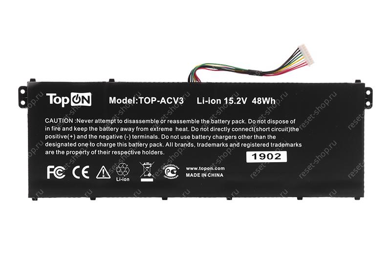 АКБ для ноутбука Acer (AC14B8K) TopON / 15.2V, 3270mAh / Aspire E3-111 черная