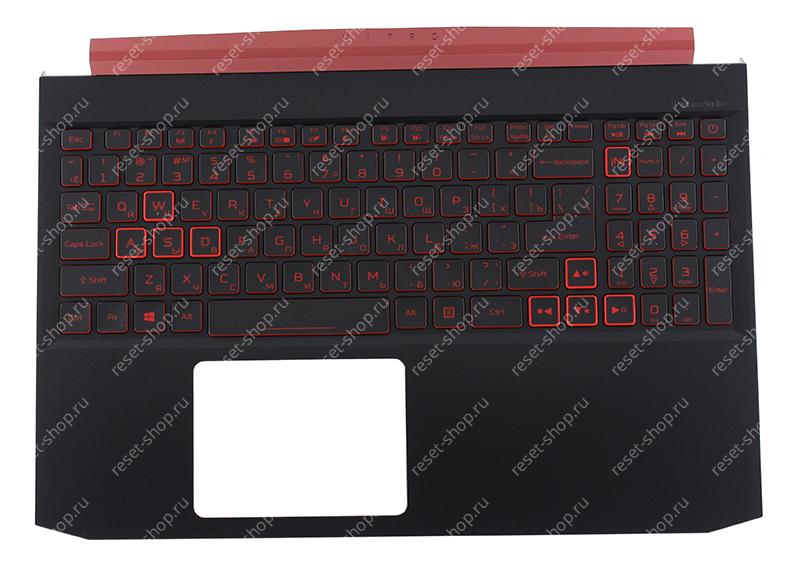 Клавиатура для ноутбука Acer Nitro 5 AN515-54 топкейс черный, клавиши черные с подсветкой (VGA 1050)