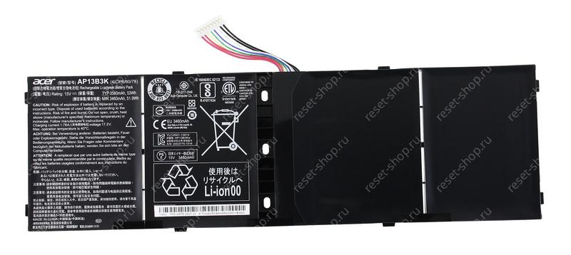 АКБ для ноутбука Acer (AP13B3K) оригинальная / 15V, 3560mAh / Aspire V5-572G, M5-583P черная