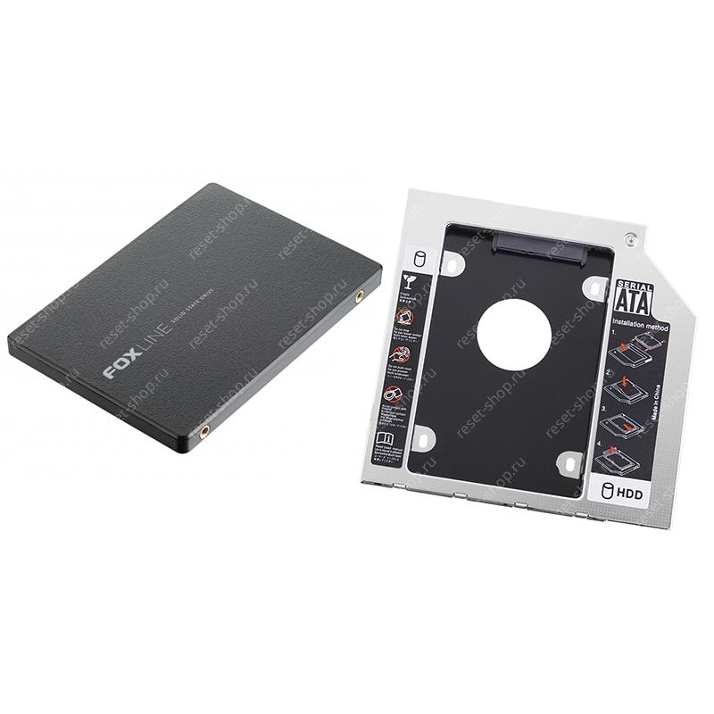 (АКЦИЯ) Комплект SSD 120 Гб Foxline FLSSD120X5SE и переходник SATA DVD-RW 12.7 мм