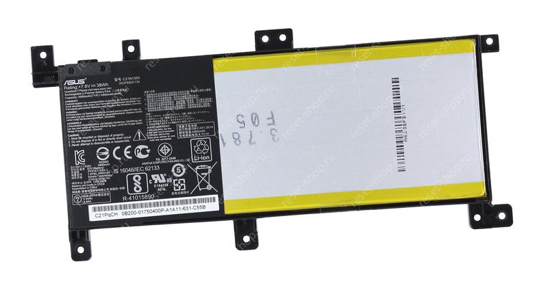 АКБ для ноутбука ASUS (C21N1509) ORIGINAL / 7.6V, 5000mAh / X556 черная