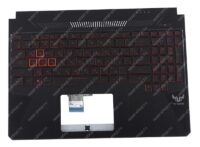 Клавиатура для ноутбука ASUS FX505DY топкейс черный, клавиши черные с подсветкой 4 pin