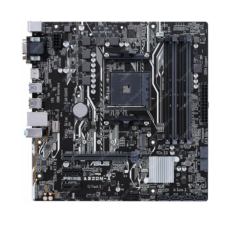 Сист.плата Б/У sAM4 ASUS PRIME A320M-A 4xDDR4, 6xUSB, 4xSATA, PCI-Ex16, mATX