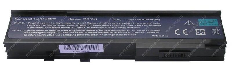 АКБ для ноутбука Acer (TM07B41) / 11.1V, 4400mAh / Aspire 2420, 3620, 5560 черная