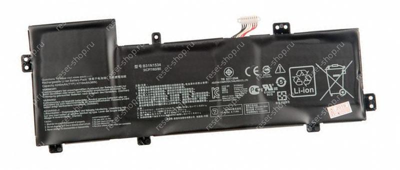 АКБ для ноутбука ASUS (B31N1534) ORIGINAL / 11.4V, 4240mAh / UX510 черная