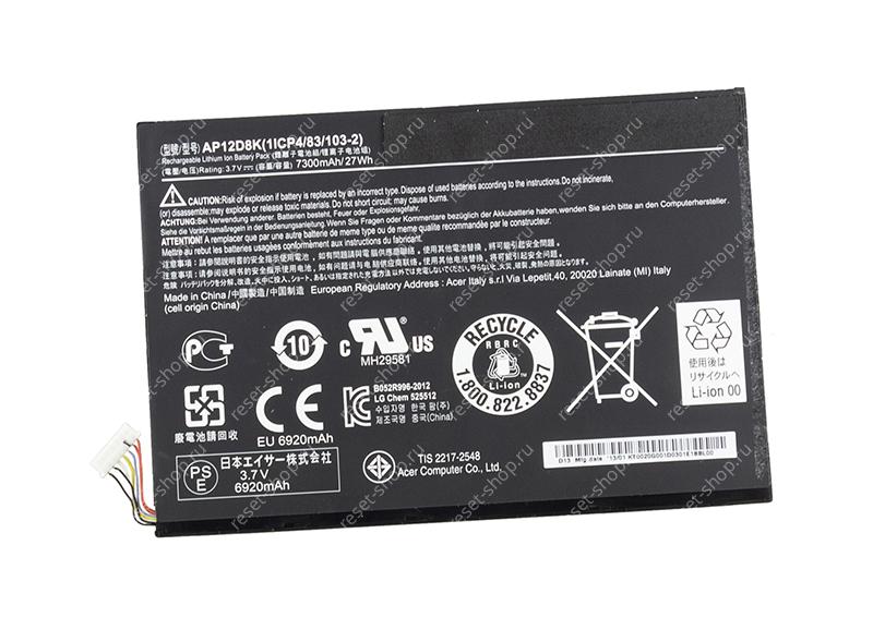 Батарея для планшета Б/У Acer (AP12D8K) ORIGINAL / 3.7V, 7300mAh/ Iconia Tab W510